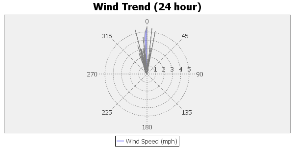 wind direction and strength, 24 hour timescale